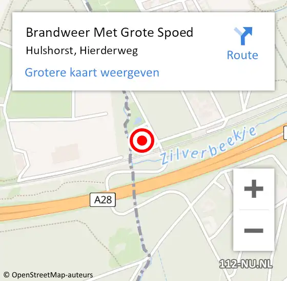 Locatie op kaart van de 112 melding: Brandweer Met Grote Spoed Naar Hulshorst, Hierderweg op 10 januari 2016 14:43