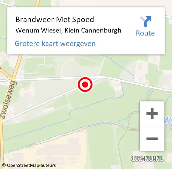 Locatie op kaart van de 112 melding: Brandweer Met Spoed Naar Wenum Wiesel, Klein Cannenburgh op 10 januari 2016 14:57