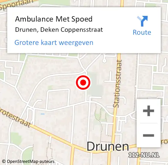 Locatie op kaart van de 112 melding: Ambulance Met Spoed Naar Drunen, Deken Coppensstraat op 10 januari 2016 14:58