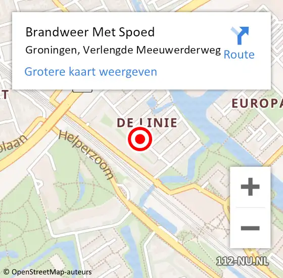 Locatie op kaart van de 112 melding: Brandweer Met Spoed Naar Groningen, Verlengde Meeuwerderweg op 10 januari 2016 15:01