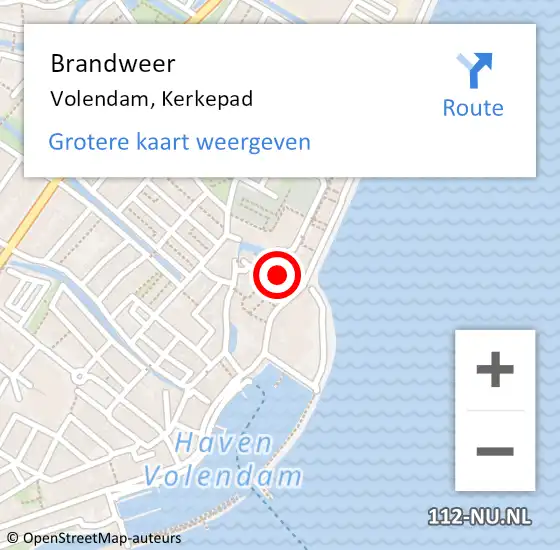 Locatie op kaart van de 112 melding: Brandweer Volendam, Kerkepad op 2 december 2013 19:37