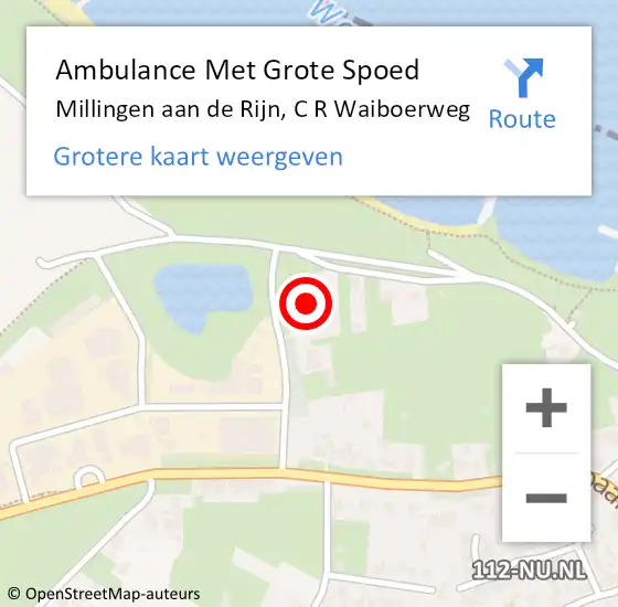 Locatie op kaart van de 112 melding: Ambulance Met Grote Spoed Naar Millingen aan de Rijn, C R Waiboerweg op 10 januari 2016 16:53