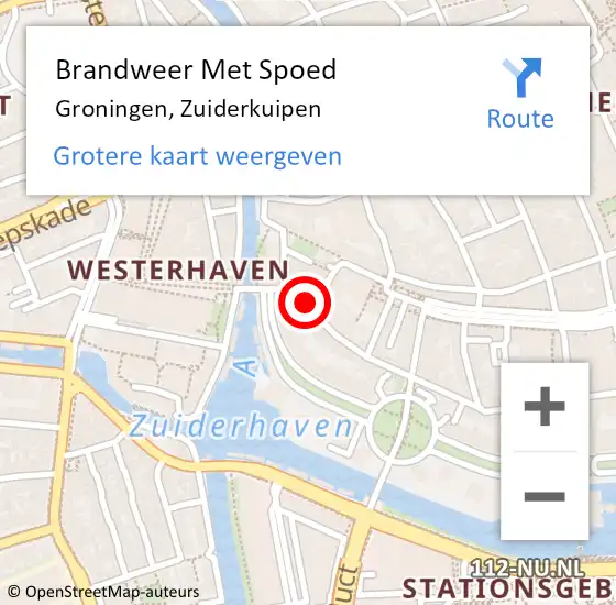 Locatie op kaart van de 112 melding: Brandweer Met Spoed Naar Groningen, Zuiderkuipen op 10 januari 2016 17:51