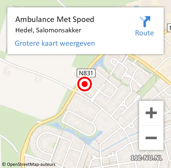 Locatie op kaart van de 112 melding: Ambulance Met Spoed Naar Hedel, Salomonsakker op 10 januari 2016 19:40