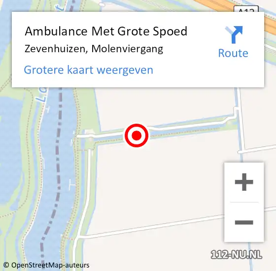 Locatie op kaart van de 112 melding: Ambulance Met Grote Spoed Naar Zevenhuizen, Molenviergang op 10 januari 2016 20:01