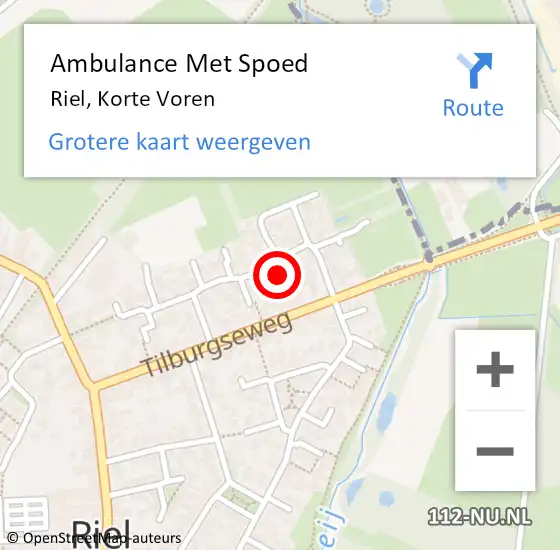 Locatie op kaart van de 112 melding: Ambulance Met Spoed Naar Riel, Korte Voren op 10 januari 2016 20:09