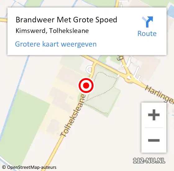 Locatie op kaart van de 112 melding: Brandweer Met Grote Spoed Naar Kimswerd, Tolheksleane op 10 januari 2016 20:32