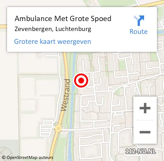 Locatie op kaart van de 112 melding: Ambulance Met Grote Spoed Naar Zevenbergen, Luchtenburg op 10 januari 2016 20:37