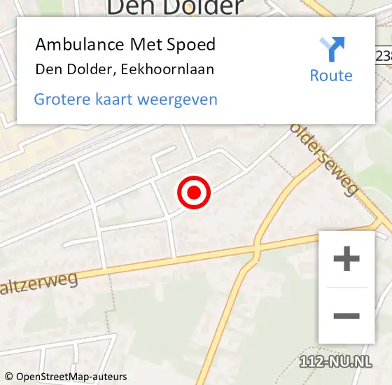 Locatie op kaart van de 112 melding: Ambulance Met Spoed Naar Den Dolder, Eekhoornlaan op 10 januari 2016 21:02