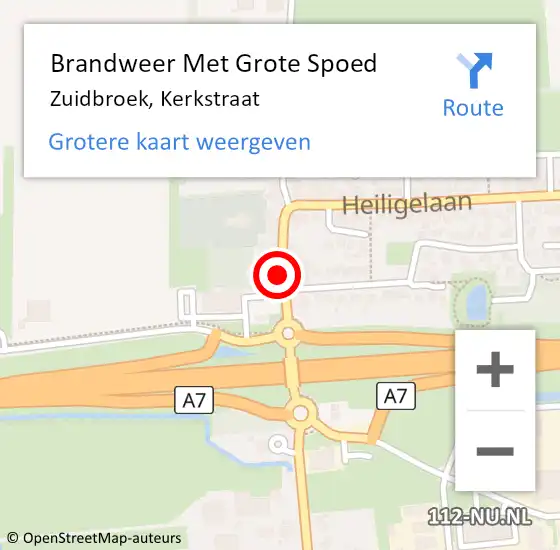 Locatie op kaart van de 112 melding: Brandweer Met Grote Spoed Naar Zuidbroek, Kerkstraat op 10 januari 2016 21:28