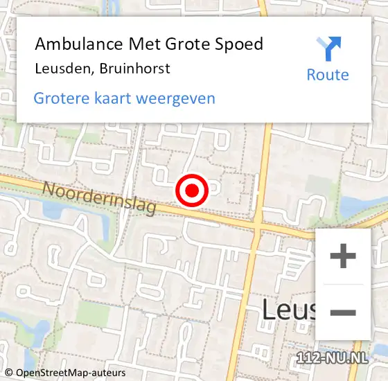 Locatie op kaart van de 112 melding: Ambulance Met Grote Spoed Naar Leusden, Bruinhorst op 10 januari 2016 22:02