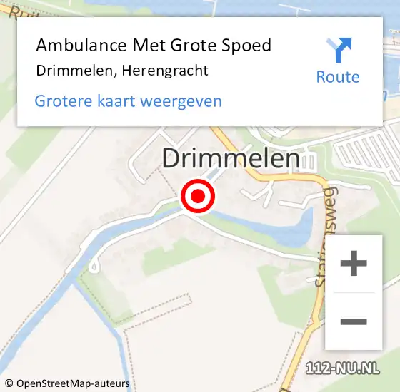 Locatie op kaart van de 112 melding: Ambulance Met Grote Spoed Naar Drimmelen, Herengracht op 10 januari 2016 23:28