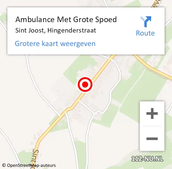 Locatie op kaart van de 112 melding: Ambulance Met Grote Spoed Naar Sint Joost, Hingenderstraat op 11 januari 2016 00:14