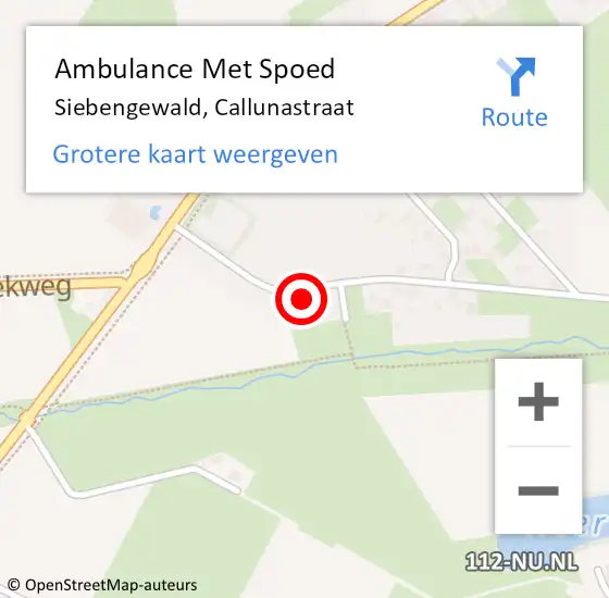 Locatie op kaart van de 112 melding: Ambulance Met Spoed Naar Siebengewald, Callunastraat op 11 januari 2016 01:07