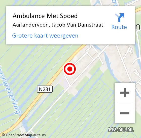 Locatie op kaart van de 112 melding: Ambulance Met Spoed Naar Aarlanderveen, Jacob Van Damstraat op 2 december 2013 20:22