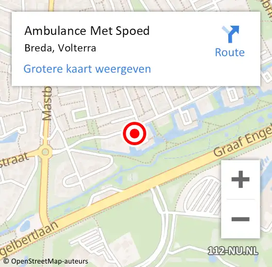 Locatie op kaart van de 112 melding: Ambulance Met Spoed Naar Breda, Volterra op 11 januari 2016 03:04