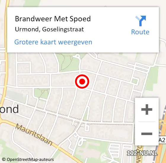 Locatie op kaart van de 112 melding: Brandweer Met Spoed Naar Urmond, Goselingstraat op 11 januari 2016 03:45