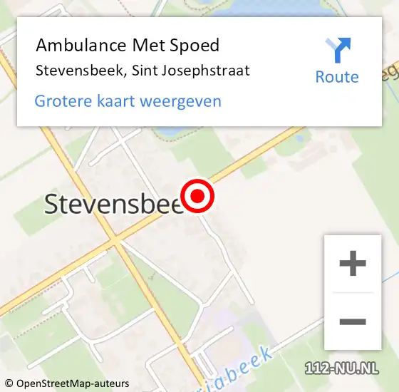 Locatie op kaart van de 112 melding: Ambulance Met Spoed Naar Stevensbeek, Sint Josephstraat op 11 januari 2016 06:36