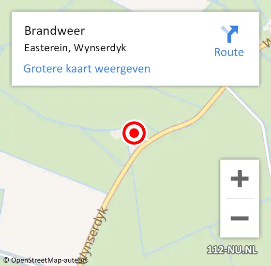 Locatie op kaart van de 112 melding: Brandweer Easterein, Wynserdyk op 11 januari 2016 07:23