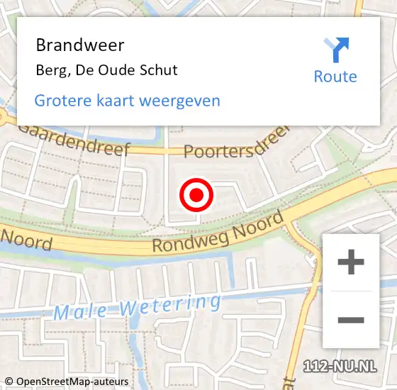 Locatie op kaart van de 112 melding: Brandweer Berg, De Oude Schut op 11 januari 2016 07:37