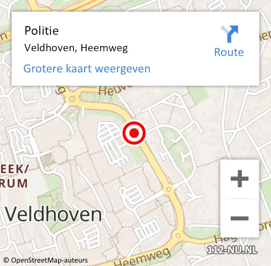 Locatie op kaart van de 112 melding: Politie Veldhoven, Heemweg op 11 januari 2016 08:17