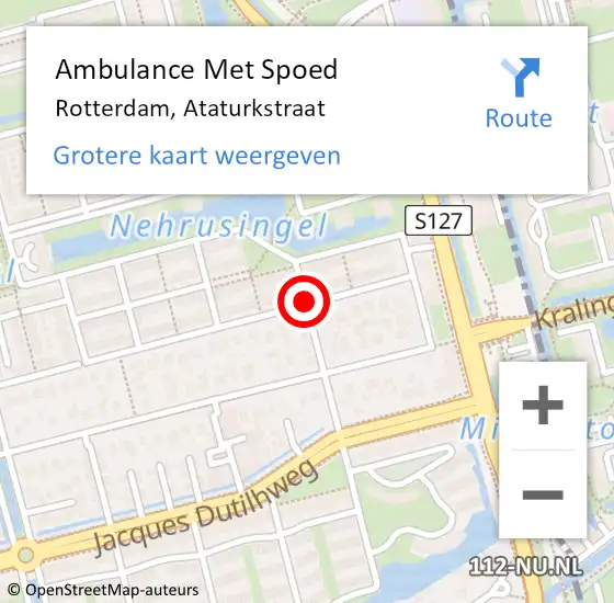 Locatie op kaart van de 112 melding: Ambulance Met Spoed Naar Rotterdam, Ataturkstraat op 11 januari 2016 08:22