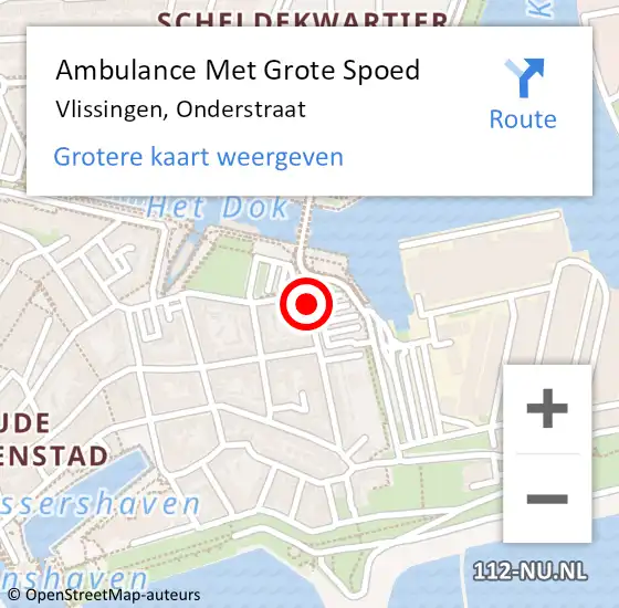 Locatie op kaart van de 112 melding: Ambulance Met Grote Spoed Naar Vlissingen, Onderstraat op 2 december 2013 20:42