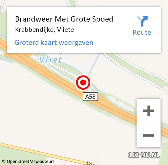 Locatie op kaart van de 112 melding: Brandweer Met Grote Spoed Naar Krabbendijke, Vliete op 11 januari 2016 08:42