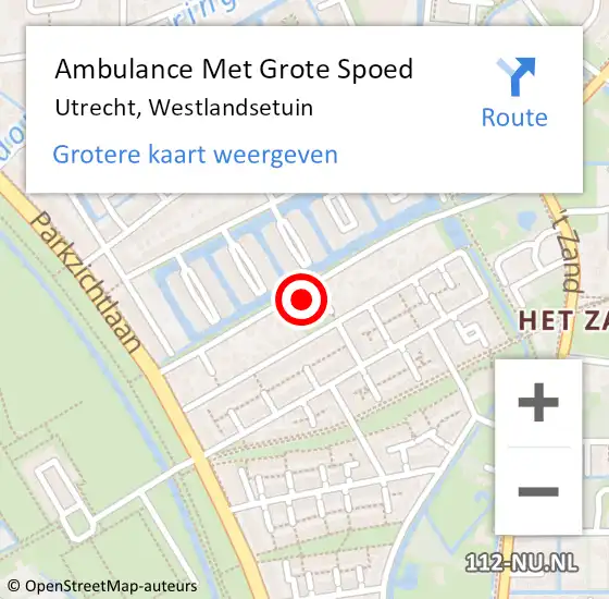 Locatie op kaart van de 112 melding: Ambulance Met Grote Spoed Naar Utrecht, Westlandsetuin op 11 januari 2016 09:13