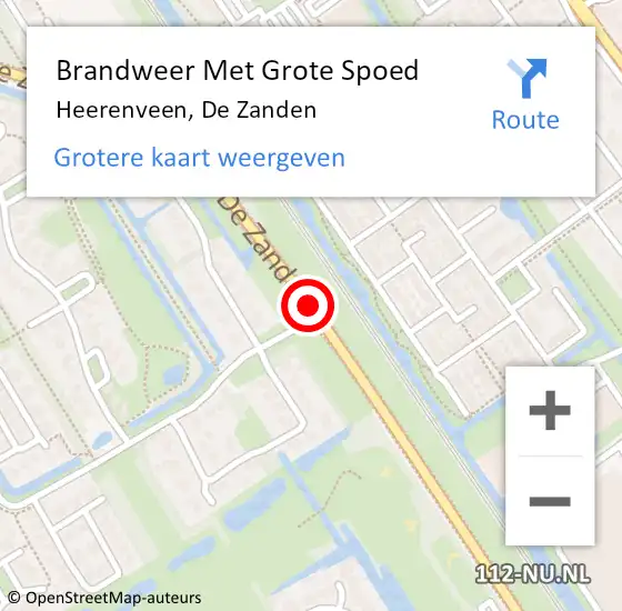 Locatie op kaart van de 112 melding: Brandweer Met Grote Spoed Naar Heerenveen, De Zanden op 14 september 2013 17:26