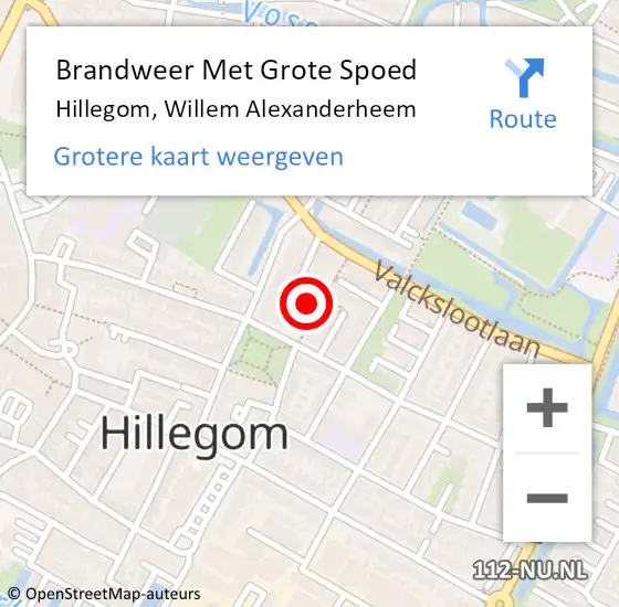 Locatie op kaart van de 112 melding: Brandweer Met Grote Spoed Naar Hillegom, Willem Alexanderheem op 11 januari 2016 10:32