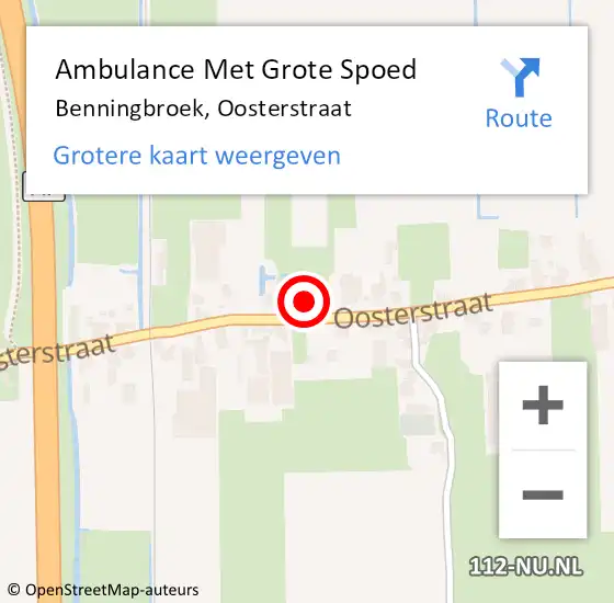 Locatie op kaart van de 112 melding: Ambulance Met Grote Spoed Naar Benningbroek, Oosterstraat op 11 januari 2016 11:09