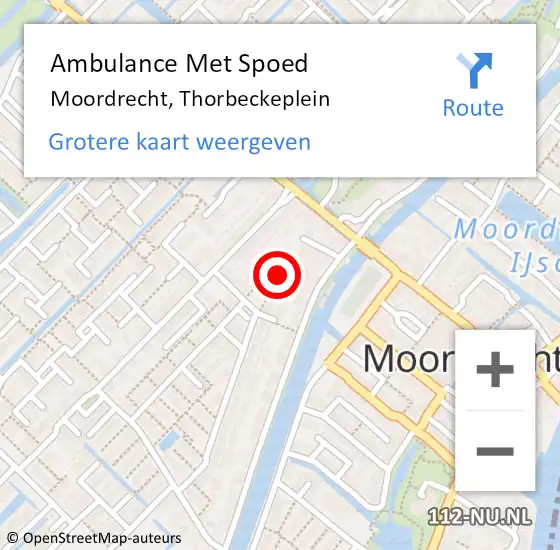 Locatie op kaart van de 112 melding: Ambulance Met Spoed Naar Moordrecht, Thorbeckeplein op 11 januari 2016 11:19