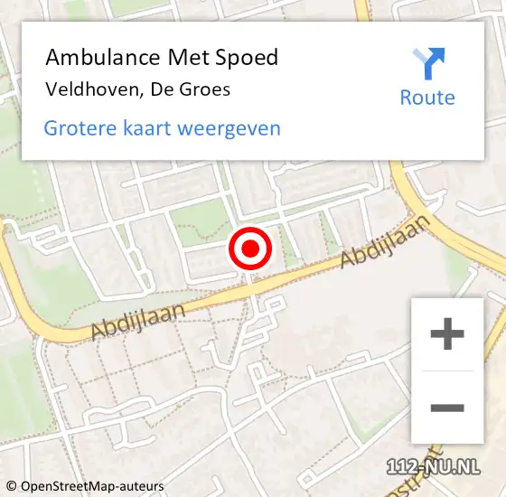 Locatie op kaart van de 112 melding: Ambulance Met Spoed Naar Veldhoven, De Groes op 11 januari 2016 12:25