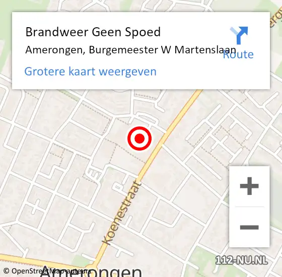 Locatie op kaart van de 112 melding: Brandweer Geen Spoed Naar Amerongen, Burgemeester W Martenslaan op 11 januari 2016 12:27