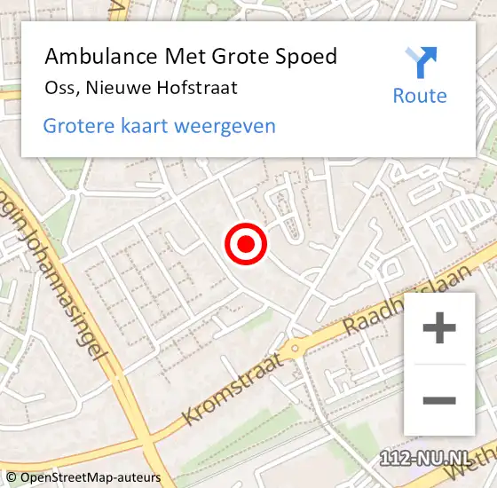 Locatie op kaart van de 112 melding: Ambulance Met Grote Spoed Naar Oss, Nieuwe Hofstraat op 11 januari 2016 12:31