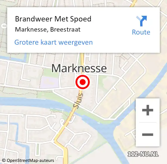 Locatie op kaart van de 112 melding: Brandweer Met Spoed Naar Marknesse, Breestraat op 11 januari 2016 12:46