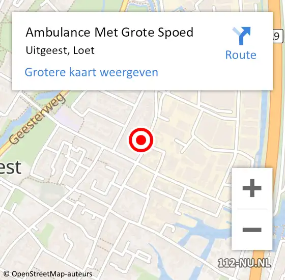 Locatie op kaart van de 112 melding: Ambulance Met Grote Spoed Naar Uitgeest, Loet op 11 januari 2016 13:29