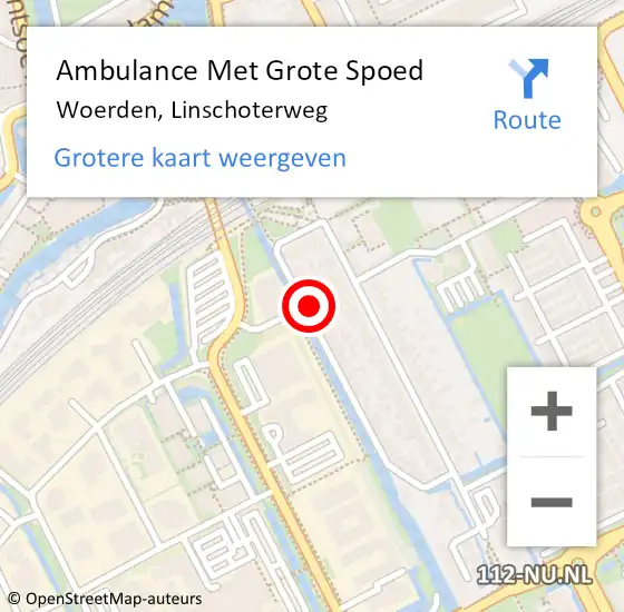 Locatie op kaart van de 112 melding: Ambulance Met Grote Spoed Naar Woerden, Linschoterweg op 11 januari 2016 14:19