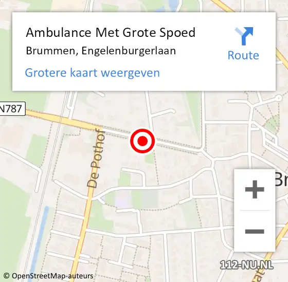 Locatie op kaart van de 112 melding: Ambulance Met Grote Spoed Naar Brummen, Engelenburgerlaan op 11 januari 2016 14:51