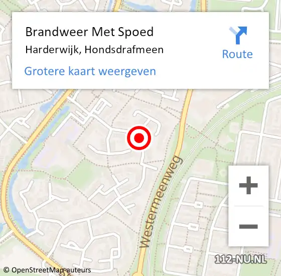 Locatie op kaart van de 112 melding: Brandweer Met Spoed Naar Harderwijk, Hondsdrafmeen op 11 januari 2016 15:12