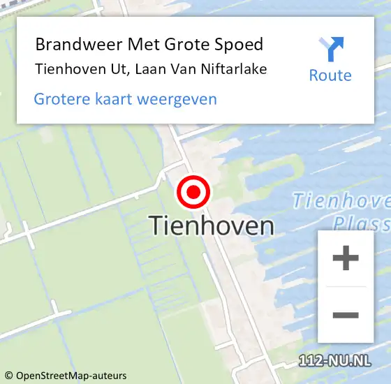 Locatie op kaart van de 112 melding: Brandweer Met Grote Spoed Naar Tienhoven UT, Laan Van Niftarlake op 11 januari 2016 15:47