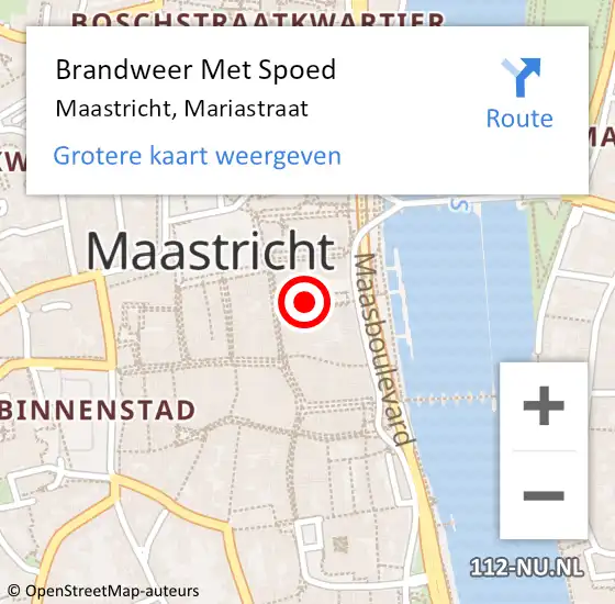 Locatie op kaart van de 112 melding: Brandweer Met Spoed Naar Maastricht, Mariastraat op 11 januari 2016 15:48