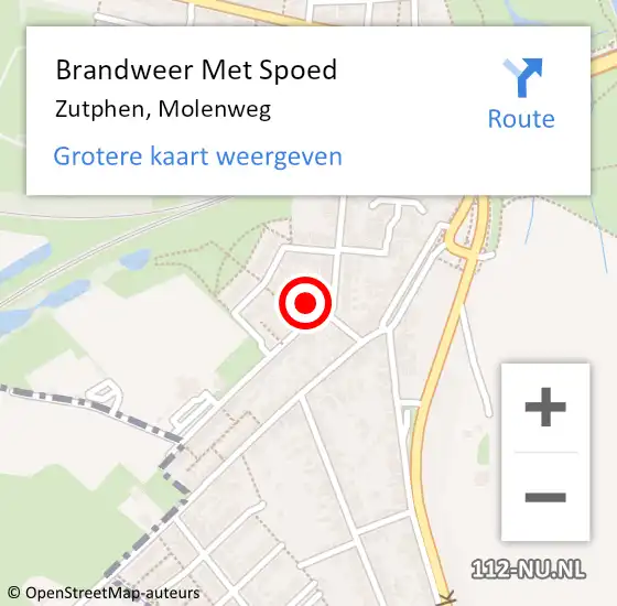 Locatie op kaart van de 112 melding: Brandweer Met Spoed Naar Zutphen, Molenweg op 11 januari 2016 16:14