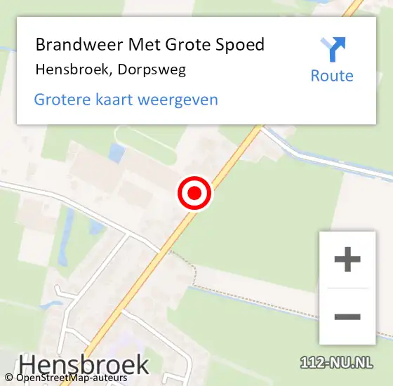 Locatie op kaart van de 112 melding: Brandweer Met Grote Spoed Naar Hensbroek, Dorpsweg op 11 januari 2016 17:00