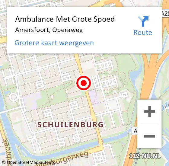 Locatie op kaart van de 112 melding: Ambulance Met Grote Spoed Naar Amersfoort, Operaweg op 11 januari 2016 17:43