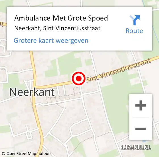 Locatie op kaart van de 112 melding: Ambulance Met Grote Spoed Naar Neerkant, Sint Vincentiusstraat op 11 januari 2016 18:18