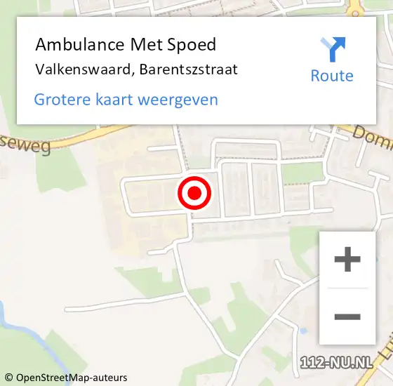 Locatie op kaart van de 112 melding: Ambulance Met Spoed Naar Valkenswaard, Barentszstraat op 11 januari 2016 18:35