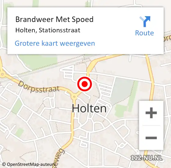Locatie op kaart van de 112 melding: Brandweer Met Spoed Naar Holten, Stationsstraat op 11 januari 2016 18:36