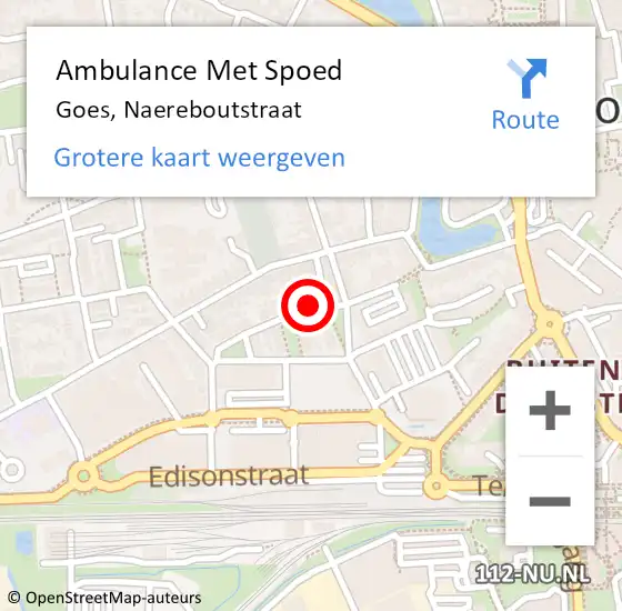 Locatie op kaart van de 112 melding: Ambulance Met Spoed Naar Goes, Naereboutstraat op 11 januari 2016 19:13